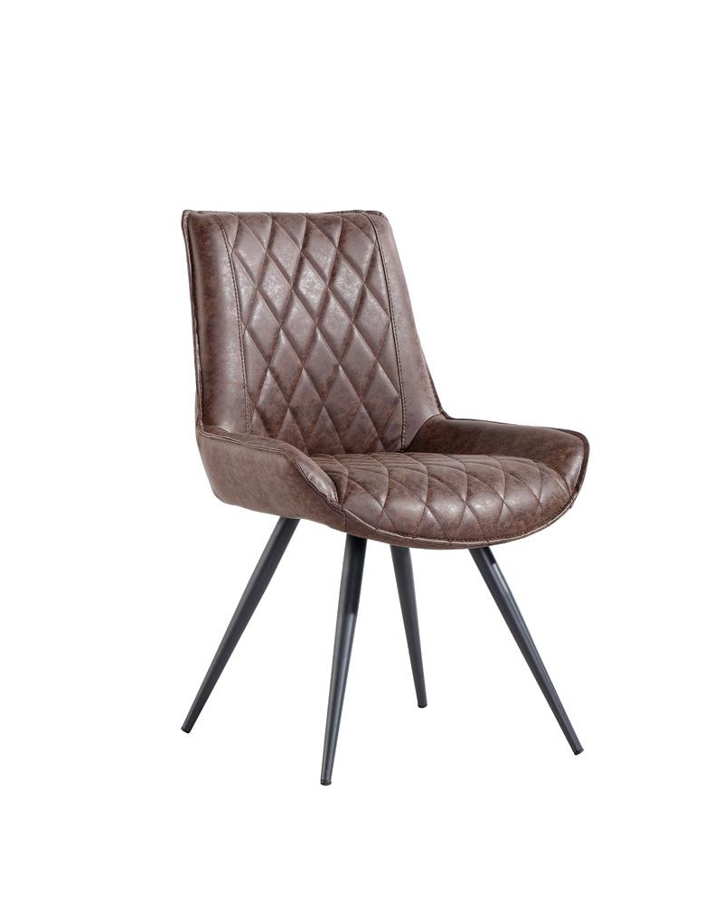 industrial faux leather brown dining chair 