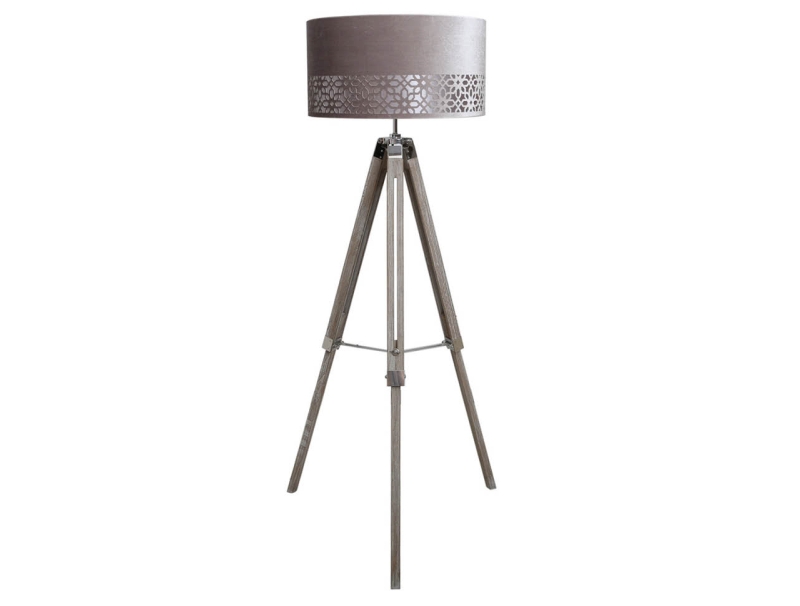 grey tripod lamp with grey shade £149