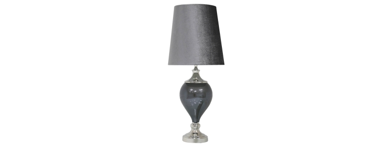 tall grey lamp with grey shade £149