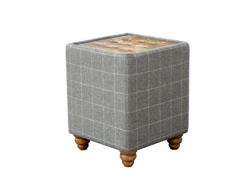 grey wool check side table with glass top £189
