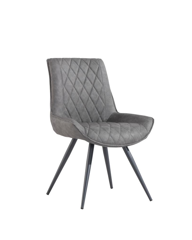 industrial grey faux leather dining chair 