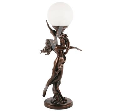 lady lamp holding glass ball