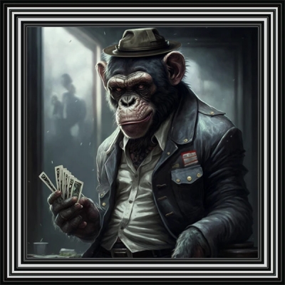chimp playing poker framed wall art 