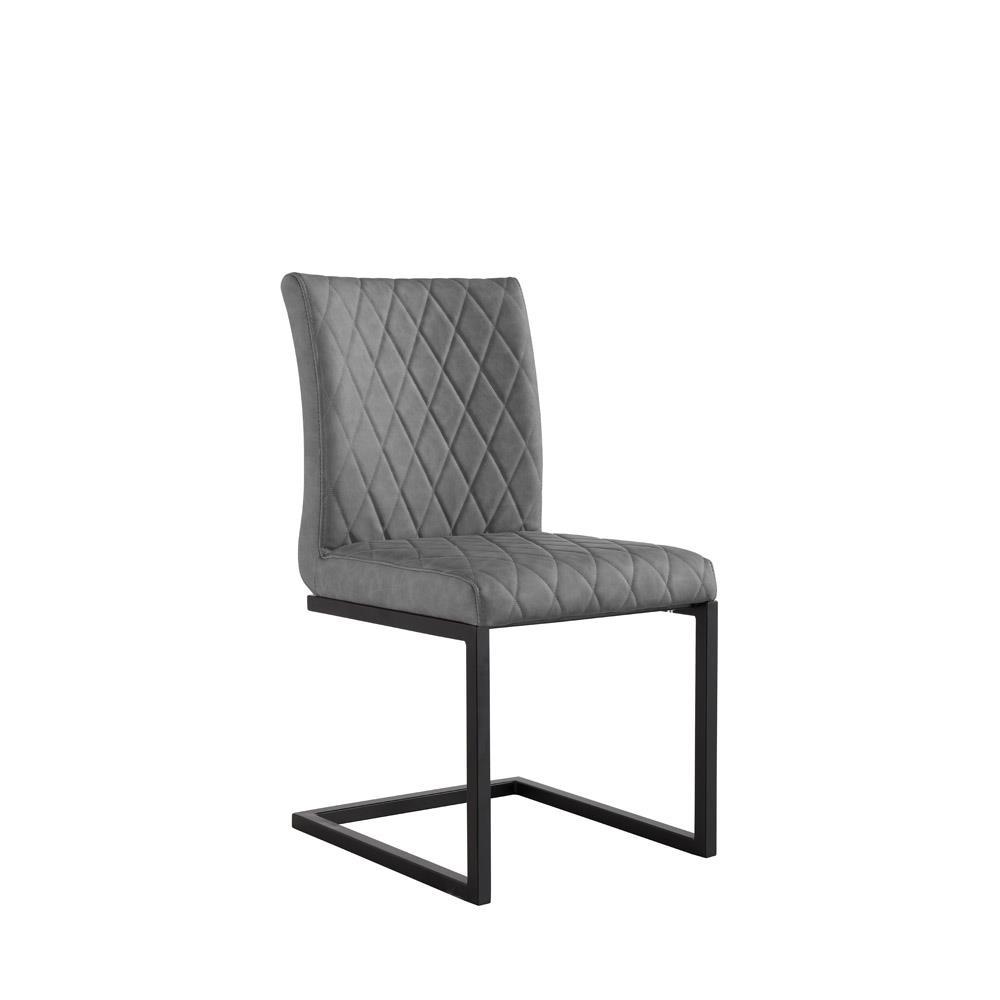 Diamond Stitch Cantilever Grey Dining Chair