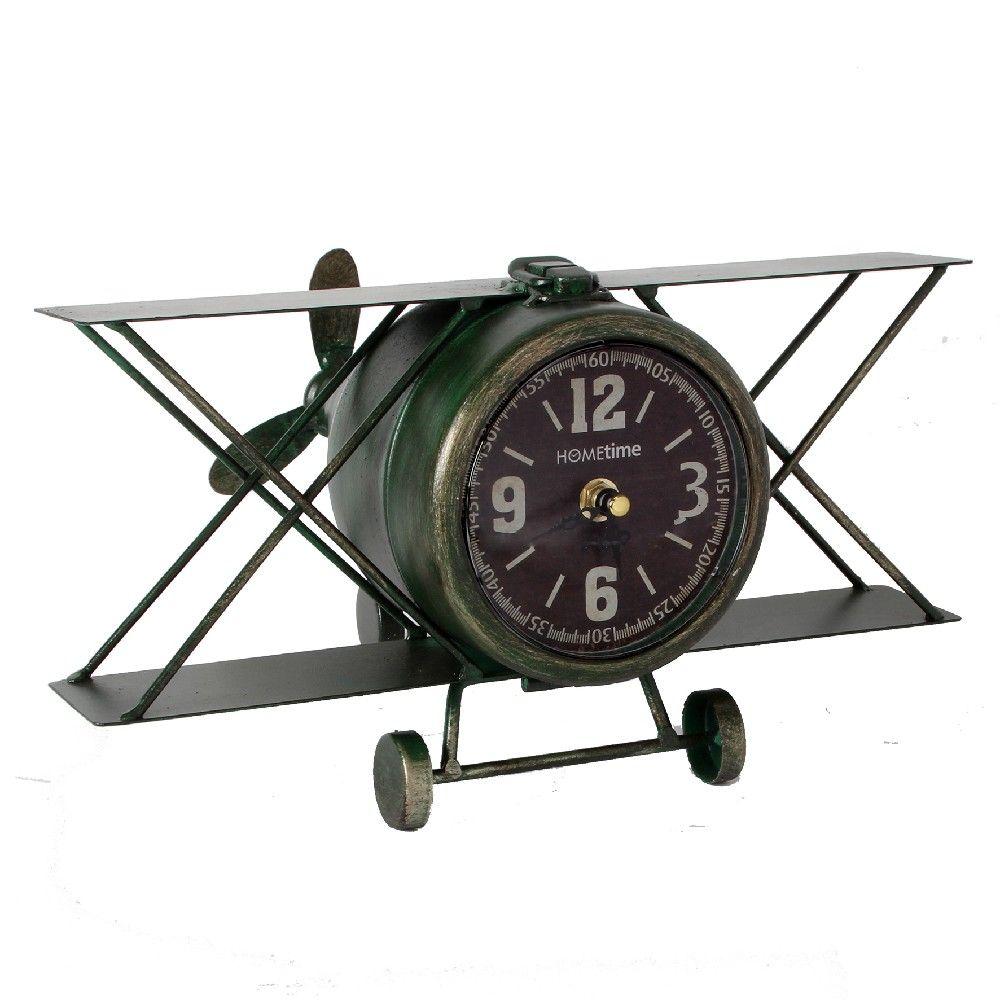 Dark Green Biplane Clock £35