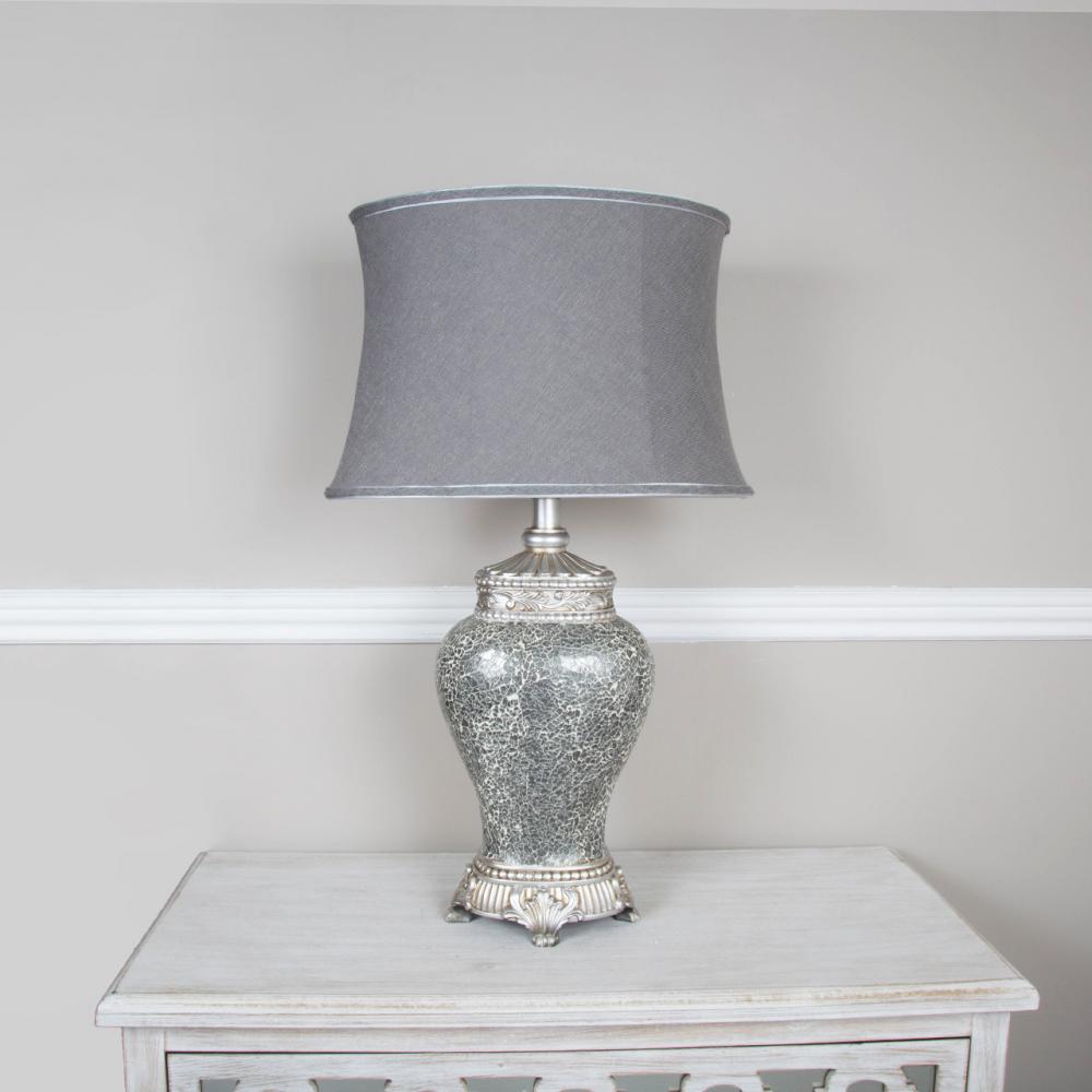 Grey Mosaic Lamp With Grey Linen Oval Shade £139