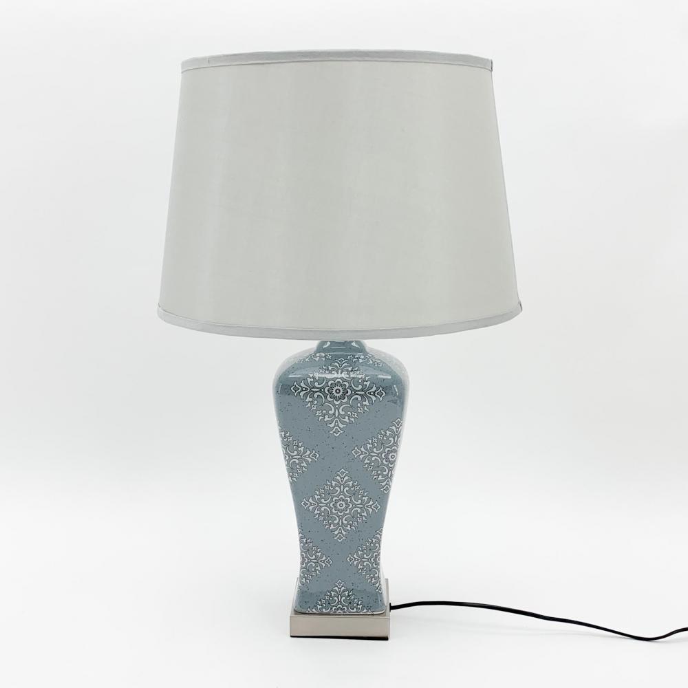 Grey Patterned Ceramic Lamp with Grey Silk Shade £109