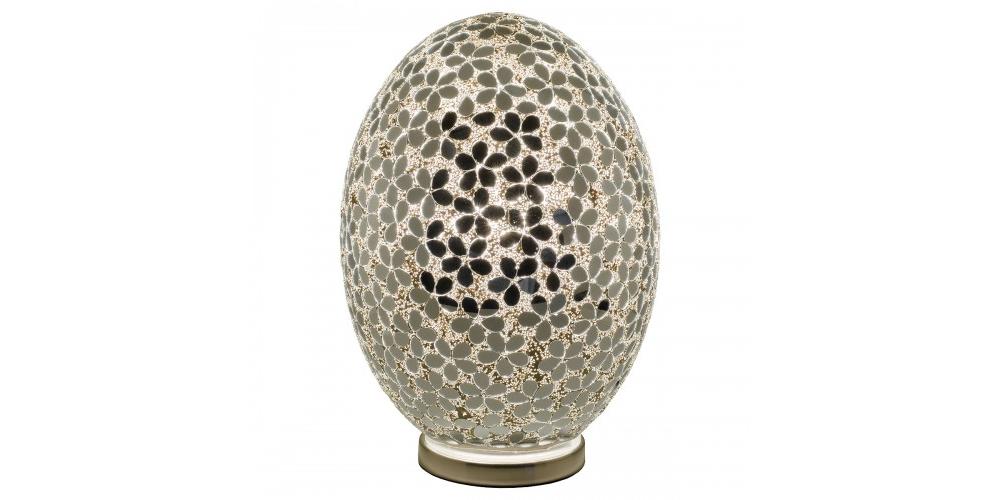 Large Egg Lamp in Silver Mirrored Flower Design £119