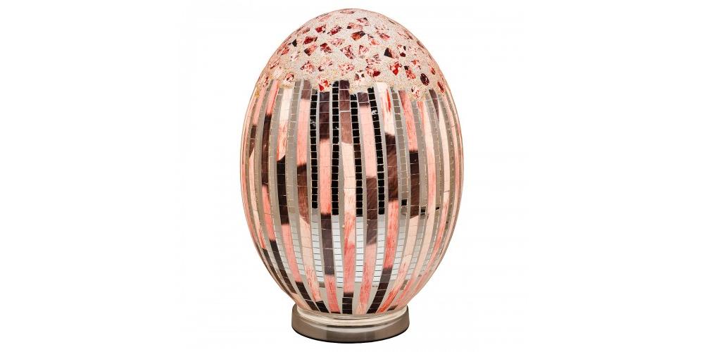 Large Mosaic Egg Lamp Silver & Pink