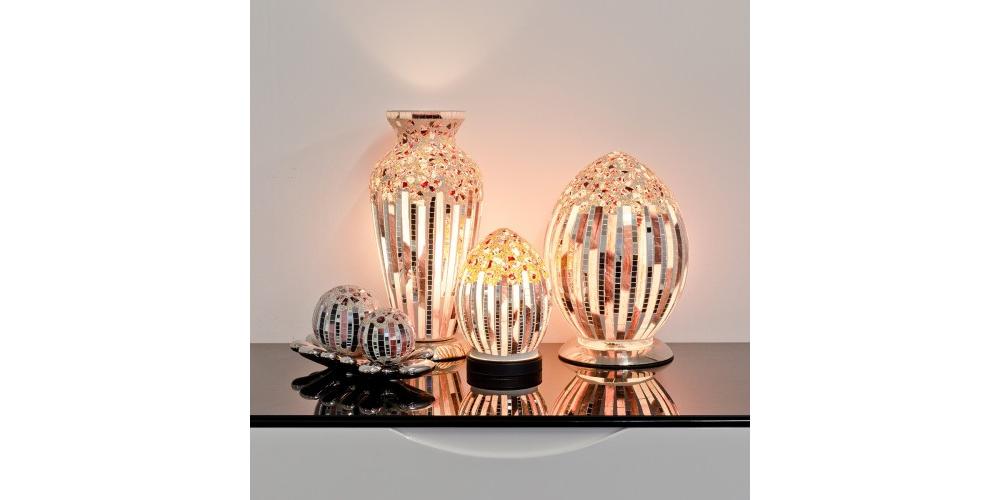 Mosaic Lamps in Silver & Pinks