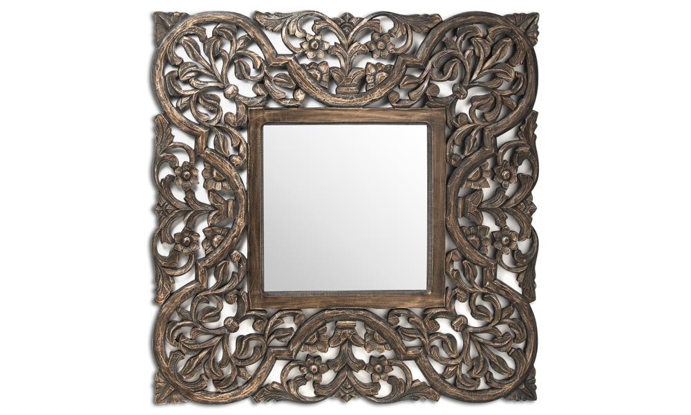 Square Grey Carved Mirror £129