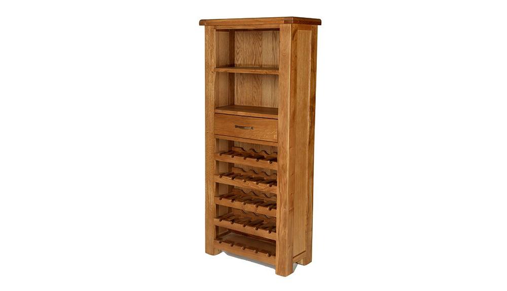 Harvest Oak Tall Wine Rack Cabinet