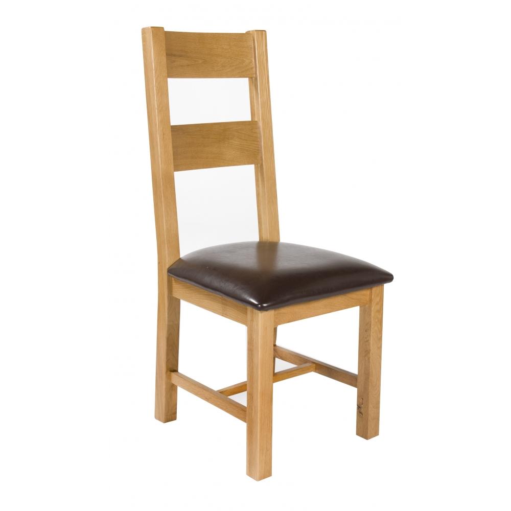 Natural Oak Dining Chair With Brown Padded Seat £179