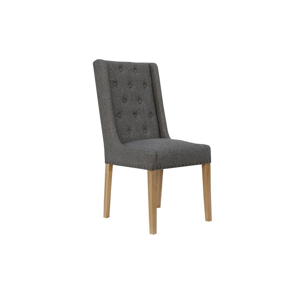 Dark Grey Studded & Buttoned Chair Side panel £199
