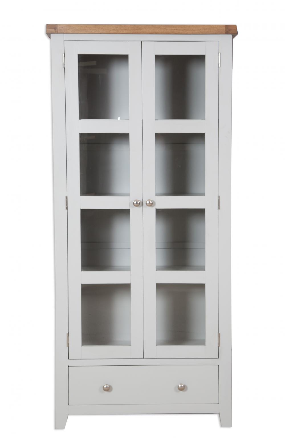 Grey Painted Glazed Display Cabinet