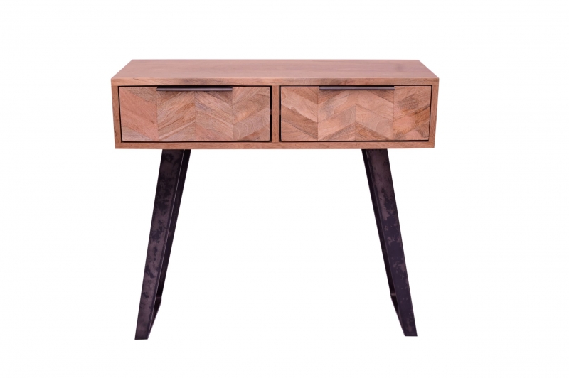 two drawer console parquet detail