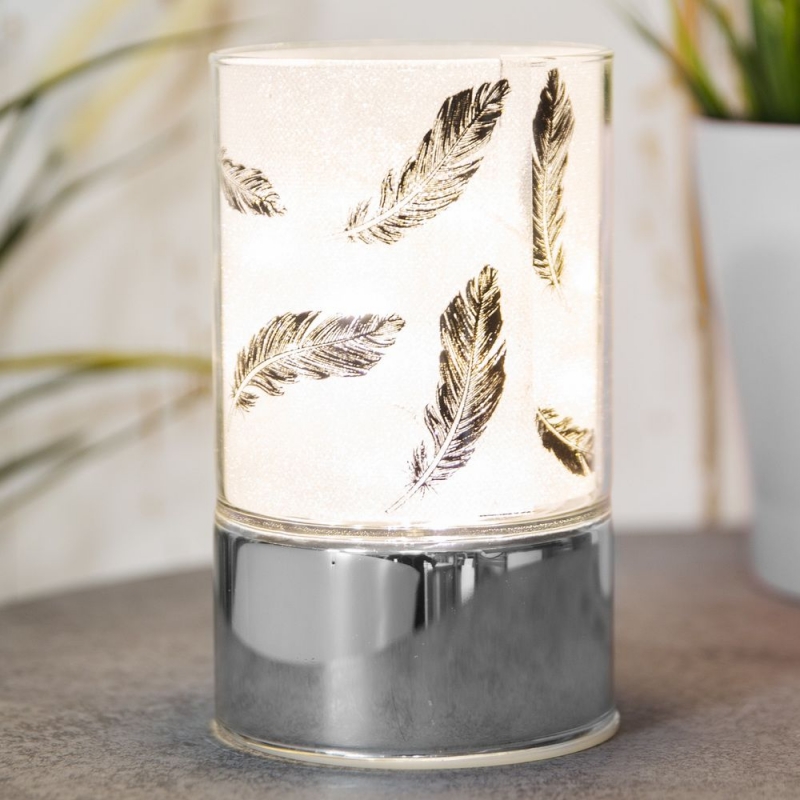 black feather tube lamp small