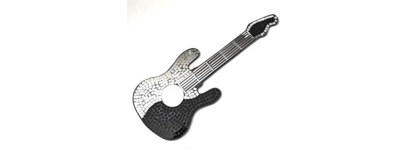 black and silver mosaic guitar 