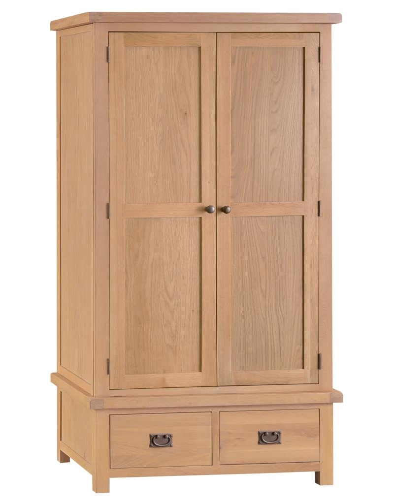 cottage oak 2 door 2 drawer wardrobe