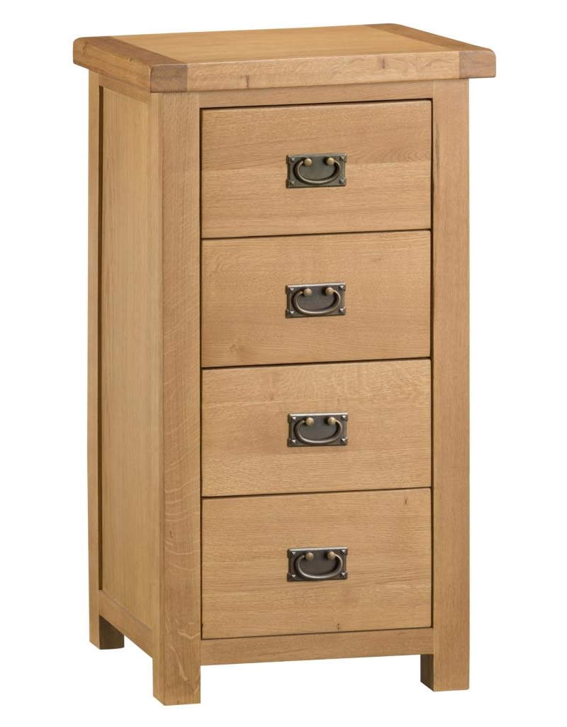cottage oak 4 drawer narrow chest
