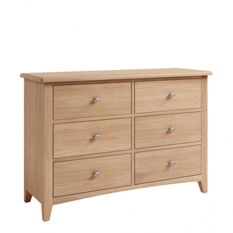 natural petite oak 6 drawer chest