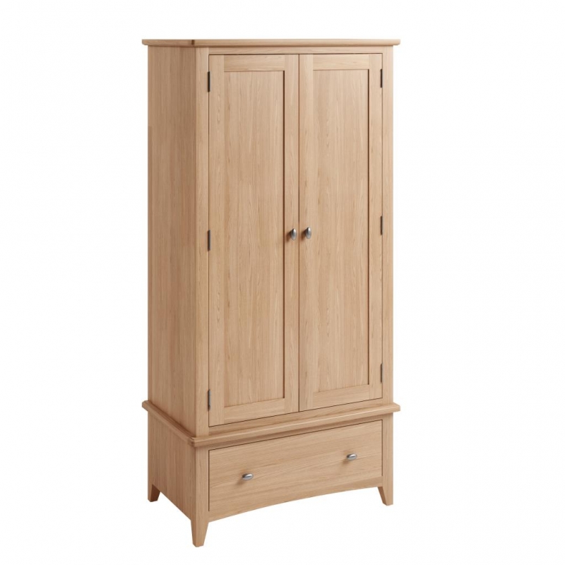 natural petite oak 2 door 1 drawer wardrobe
