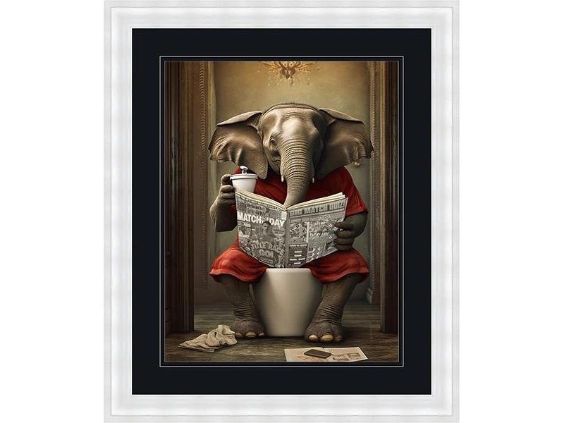 elephant reading the news framed wall art 