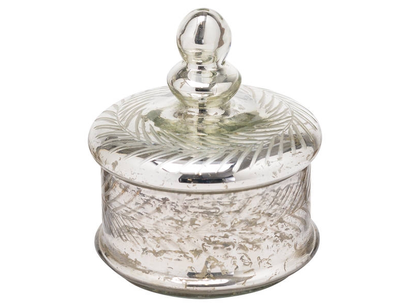 small silver glass lidded trinket 