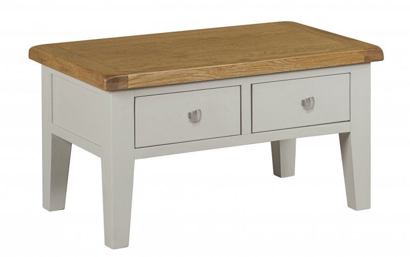 dove grey painted two drawer coffee table