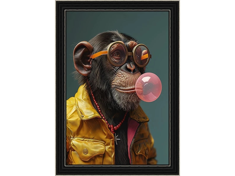 chimpanzee blowing bubble