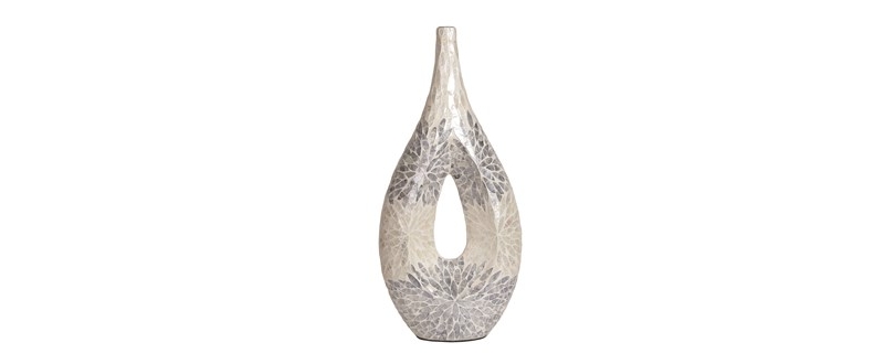 grey floral vase 62.5cm