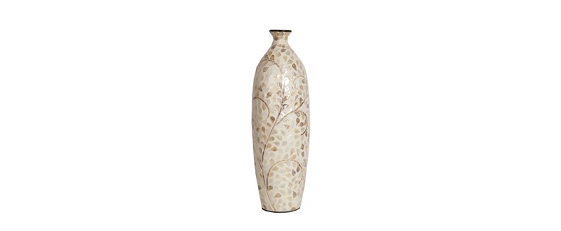 cream floral leaf vase 51cm
