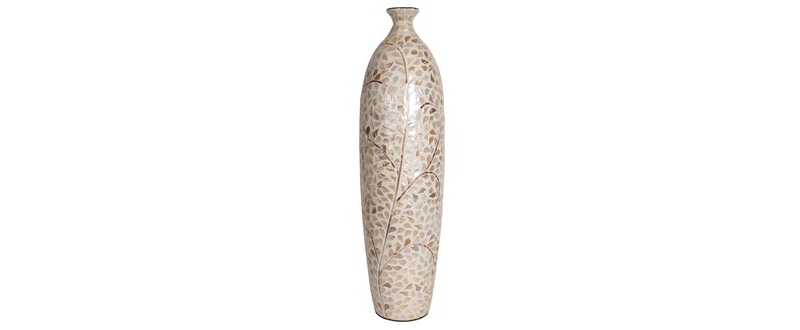 cream floral leaf vase 72.5cm