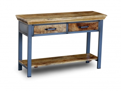steel and solid mango console table