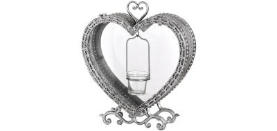 antique silver heart candleholder