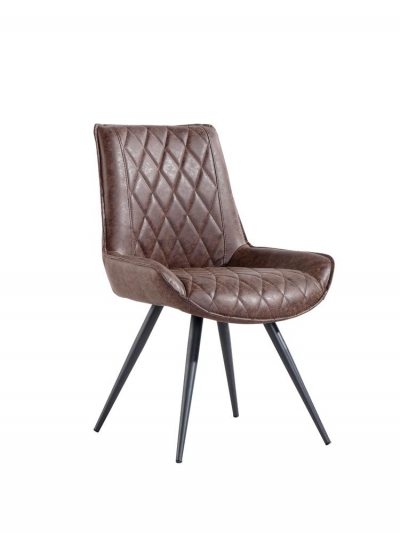 industrial faux leather brown dining chair 
