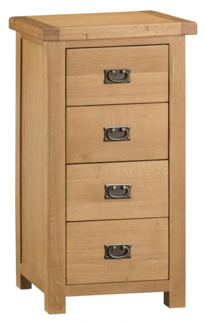 cottage oak 4 drawer narrow chest