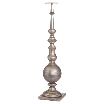 large floor standing candle holder in antique brass 