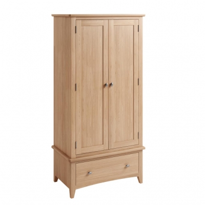 natural petite oak 2 door 1 drawer wardrobe