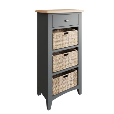 dark grey painted & seagrass 3 drawer unit 