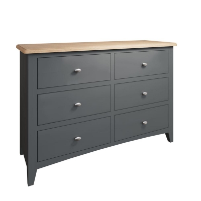 dark grey painted 6 drawer chest 