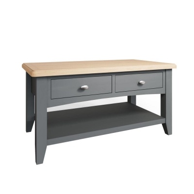 dark grey painted 2 drawer coffee table  