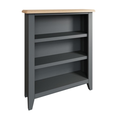 dark grey painted low bookcase 