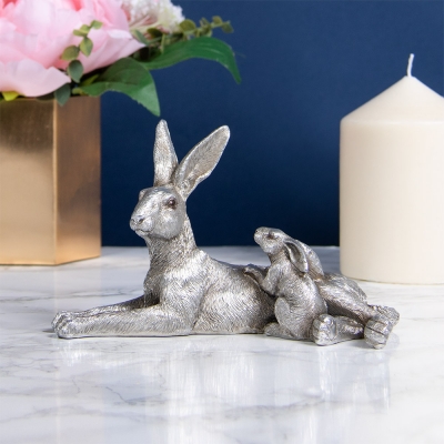 silver hare and young