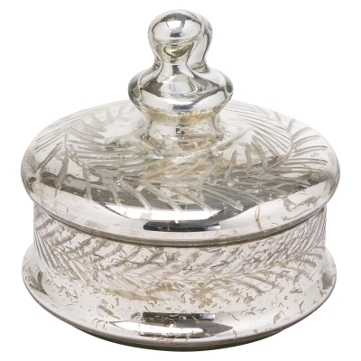 large silver glass lidded trinket 