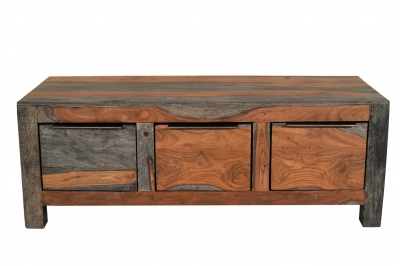 grey sheesham 3 drawer coffee table