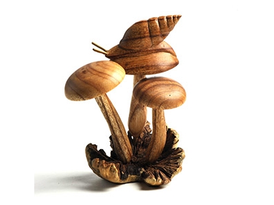 wooden snail on mushrooms £16.99
