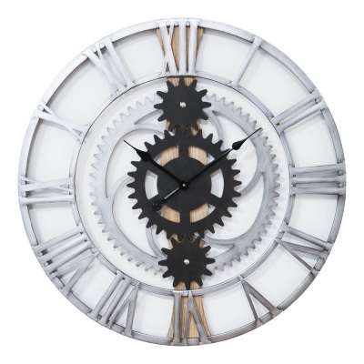 silver and black skeleton clock 80cm