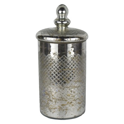 large silver etched lidded jar