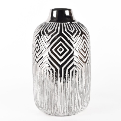 silver geometric vase